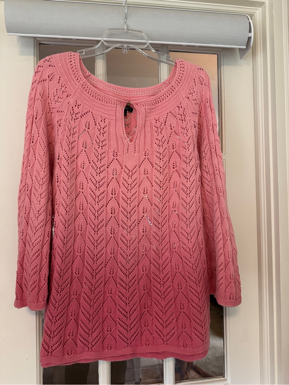 Talbots XL Ombre Pink 3-Season Lightweight Crochet Sweater